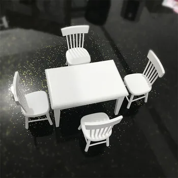 1:12 Leļļu Namiņš Koka Miniatūra Mēbeles, Balts Pusdienu Galda, Krēsla Modeli, Kas Namiņš Rotaļlietas Bērniem Leļļu Nams Piederumi