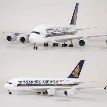 1/160 Mēroga 50.5 CM Lidmašīnas Airbus A380 Singapūras Aviosabiedrības Modeli W Gaismas un Riteņu Lējumiem Plastmasas Sveķu Lidmašīnu Kolekcijas Rotaļlietas