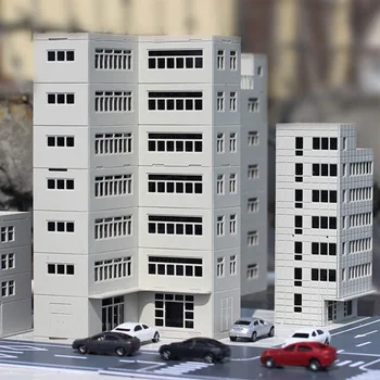 1:87 HO Mēroga Smilšu Galda Dekorēšana DIY Asamblejas Modelis Biroju Ēka Dzelzceļa Ainava Smilšu Galda Izkārtojumu