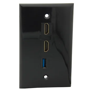 1 Banda Cietā Stils Melnā Krāsā 2 Porti HDMI 1 Ports USB 3.0 Sienas Plāksne Ar Pakaļpuse Sieviešu sievišķais Savienotājs