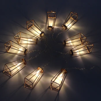 10/20 LED Retro Dzelzs Metāla Dimanta Pasaku String Gaismas Akumulatora Ziemassvētki Brīvdienu Kāzu Puse, Mājas Apdare Laternu String Lampas
