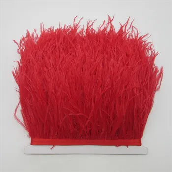10 metri 10-15CM Strausu spalvu apdares, lai svārki/kleita Rose Red strausu spalvas lentes DIY spalvu Amatniecības Apspalvojums Apģērbi