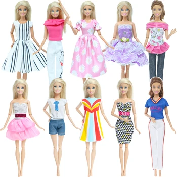 10 Set/Daudz Modes Dizaina Kleita Apģērbs Noble Puse Kleita Drēbes par Barbie Lelle Princess Leļļu Aksesuāri Baby Girl DIY Rotaļlietas