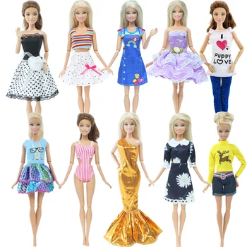10 Set/Daudz Modes Dizaina Kleita Apģērbs Noble Puse Kleita Drēbes par Barbie Lelle Princess Leļļu Aksesuāri Baby Girl DIY Rotaļlietas