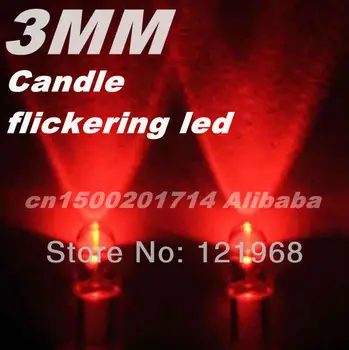 1000pcs Bezmaksas piegāde Red 3MM svece led Mirgo dip diodes automātiski mirgo led 3.2-3.4 V