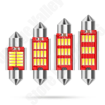 100gab Vīt c5w LED 31 36 39 41 mm 10 12 led spuldzes 4014 SMD galda lampas auto salona Apgaismojuma DC 9-30V