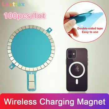 100Pcs/daudz Bezvadu iPhone 12 Uzlādes Magnēts iPhone 11 Pro Max X 8 XR Mobilo Spēcīgu Magnētisko Ādas Vāks Magsafe