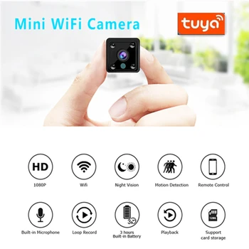 1080P Mini Kameras Tuya WiFi Kamera Mini WiFi bezvadu Kameras IP Video Videokameras Portatīvie USB Webcam Ieraksti Onvif CCTV Kameru Baterijas