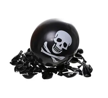 10pcs 12inch Galvaskausa Lateksa Baloni Halloween Pirātu Gaisa Pirāti Tēmu Dzimšanas dienas svinības Apdare Piederumi Bērnu Rotaļlietu Melns