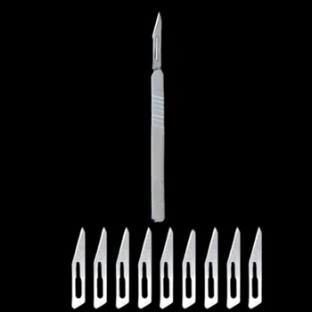 10Pcs Asmens +1 spals Koka Nazis Instrumenti Augļu Pārtikas Amatniecības Gravēšana Nazis Oglekļa Tērauda Skalpeli Ķirurģijas Asmeņi Rokas Instrumenti