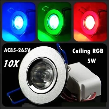 10pcs/daudz Aptumšojami AC85-265V 5W led griestu LED downlight RGB led lampa griestu downlight + Tālvadības pults bezmaksas piegāde