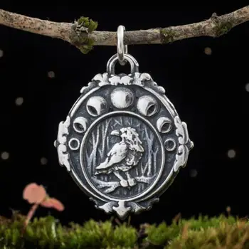 10pcs Maģija piederumi mēness fāzes vārna kaklarota pilns mēness puse mēness pusmēness viking rotaslietas kulons vīrietis, sieviete