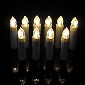 10pcs Silti Balta Ziemassvētku Kāzu Puse, Koku LED Sveču Gaismā+Tālvadības pults AU