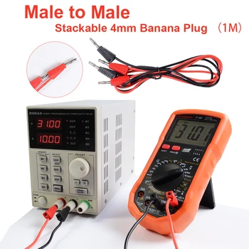 10pcs tīra cooper 4mm vīriešu vīriešu, banana plug kabeli 16awg silikona testa līnijas jauda multimetrs testa rezultātā 50cm 100cm
