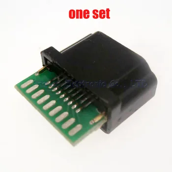 10set/daudz Zelta Pārklājumu HDMI Sieviešu Kontaktligzda Pieslēgvietas Tips ar PCB Kuģa ar shell