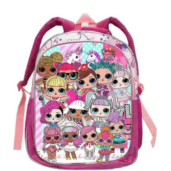 12 collu Cute Meitenes Mugursoma Bērnudārza Rozā Mazo Bookbags Bērni Jauki Lol Lelle Drukāt Mugursoma Cartoon Schoolbag