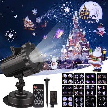 12 Modeļi Ziemassvētku Animācijas Efekts Lāzera Projektors Gaismu, IP65 Iekštelpu/Āra Dārza Halloween Sniegpārslas/Sniegavīrs Lāzera Gaismas