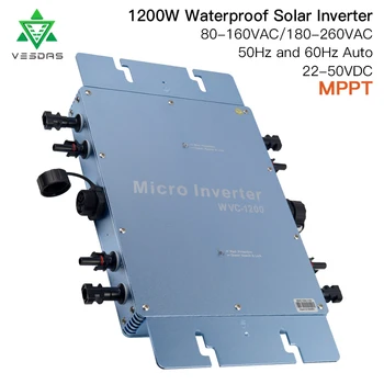 1200W Saules Grid Tie Mikro Inverter MPPT WVC1200 Microinverter Inversor Regulators 110V, 220V AC 30V 36V Mājas Saules PV Paneļu