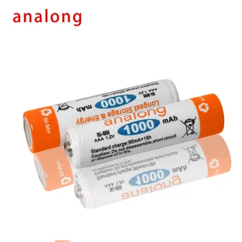 12pcs analong aaa uzlādējamās baterijas 1,2 v nimh akumulatoru uzlādējams 1000mah rotaļlietām lukturīti