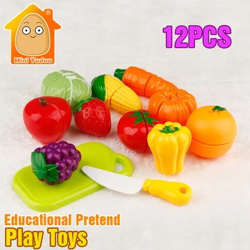 12PCS Grieztu Dārzeņu Rotaļlietu Pārtikas Miniatūrs Plastmasas Augļu Rotaļlietas, Virtuves Bērnu Izlikties, Spēlēt Virtuves Komplekts