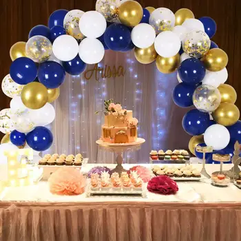135pcs Puse Rotājumi Balonu Komplekts Tumši Zilā & Zelta & Sequin Zelta un Baltajā Baloni, Bērnu Dušas, Kāzu, Dzimšanas dienu