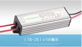 ( 18-25 ) X 1W 25W Ūdensizturīgu IP66 LED Driver Barošanas Nemainīga Pašreizējā AC100 - 265V uz DC 54V -90V 240mA -300mA LED