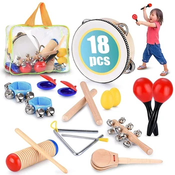 18 Gab./komplekts Muzikālā Rotaļlieta Sitamie Mūzikas Instrumenti Komplekts Bērniem Toddler Sākumā Izglītības Ritma Instrumenti