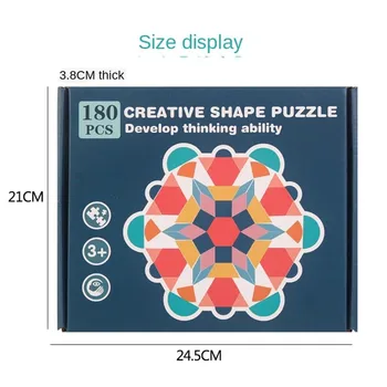 180pcs Jigsaw Puzzle Tangram Bērnu 3D Bērnu Koka Celtniecības Bloki, Montessori Izglītības Rotaļlietas Bērniem Mācību Koka Rotaļlietas