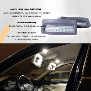 18SMD Nav Kļūda White LED Iedomība spogulis Gaismas Lasīšanas gaismas, kas ir par 7 Sērijas F01 F02 F03 F04 5series F07 F10, F11, auto piederumi
