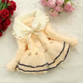 1PC Ziemas Baby Meitenes Ziedi Dot Loku, Mākslīgās Kažokādas Mēteļi Outwear Modes Bērniem ar garām Piedurknēm Rozā Plīša Topi Apģērbi Par 2-6T