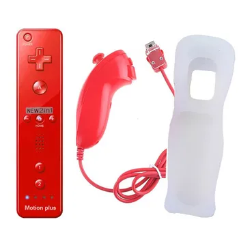 2 In 1 Par Nintend Wii Motion Plus Bezvadu Tālvadības Gamepad Kontrolieri Wii Nunchuck Wireless Remote Controle Kursorsviru Joypad