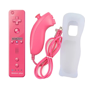 2 In 1 Par Nintend Wii Motion Plus Bezvadu Tālvadības Gamepad Kontrolieri Wii Nunchuck Wireless Remote Controle Kursorsviru Joypad