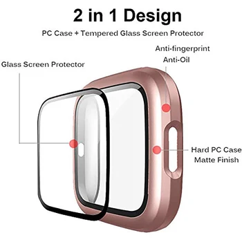 2 Pack Grūti PC Gadījumā Fitbit Versa 2 Ultra Plānas Bufera Aizsardzības Lietu Vāku + Rūdīta Stikla Ekrāna Aizsargs
