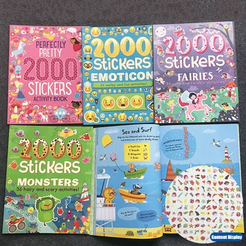 2000 uzlīmes angļu darbību grāmata bērniem/dzīvnieku/princese/farm/Alien/Halloween uzlīmes zēniem un meitenēm, dāvanas, rotaļlietas