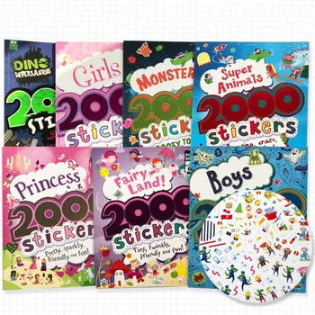 2000 uzlīmes angļu darbību grāmata bērniem/dzīvnieku/princese/farm/Alien/Halloween uzlīmes zēniem un meitenēm, dāvanas, rotaļlietas