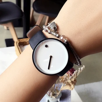 2017 cool black & white Minimālisma stilā rokas pulkstenis bgg radošu dizainu Punkts un Līnija, vienkārši stilīgs kvarca modes pulksteņu dāvanu