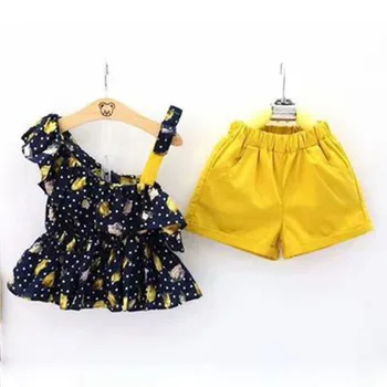 2018 meitenes vasaras apģērbu komplekti bērnu meiteņu modes apģērbu 2 gab. komplekts pavada topi+šorti ikdienas drēbes 2 3 4 5 6 7 8 gadiem
