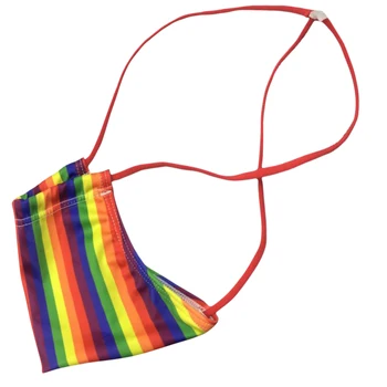 2018 Sexy geju Vīriešu apakšveļa G string maisiņš sandales pirnted mini maisiņš varavīksnes svītrainām drukāt māšele vīriešu siksnas jockstrap