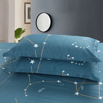 2018 Vienkārši balti zilās zvaigznes, kokvilnas gultasveļa gultas komplekti Dvīņu full Double Queen, king Size sega sedz, plakanas loksnes spilvendrānas
