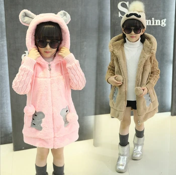 2019 Baby Meiteņu Drēbes Rudens Ziemas Bērnu Apģērbs Džemperi, Kažoki Bērniem Bieza Cute Sedz Žaketes Mēteļi Bērnu Virsdrēbes Kapuci Snowsuit