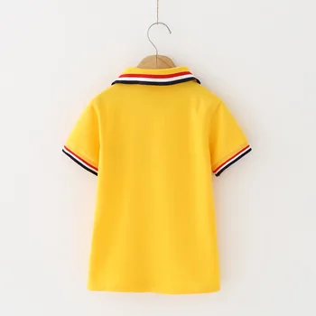 2019 Jaunas ielidošanas bērnu vasaras apģērbu Zēniem labas kvalitātes ikdienas īsās piedurknes raibs etiķetes Polo Krekls 4-9 gadiem