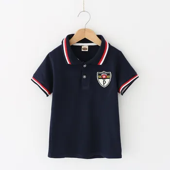 2019 Jaunas ielidošanas bērnu vasaras apģērbu Zēniem labas kvalitātes ikdienas īsās piedurknes raibs etiķetes Polo Krekls 4-9 gadiem