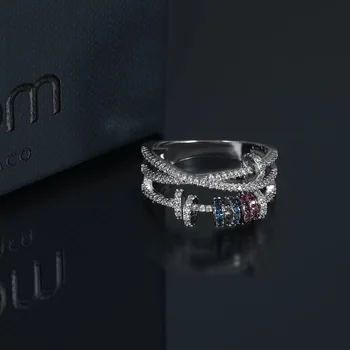 2019 jaunā dizaina Eiropas kristāla kārta gredzenu luksusa delikāts oriģināls krāsains zīmola gredzeni meitene sievietēm bezmaksas piegāde