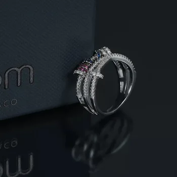2019 jaunā dizaina Eiropas kristāla kārta gredzenu luksusa delikāts oriģināls krāsains zīmola gredzeni meitene sievietēm bezmaksas piegāde