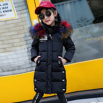2019 krāsotas vilnas apkakle meitene bērnu modes karstā polsterēta sabiezējumu kokvilnas garās ziemas rudenī, rudenī jaunu 4 5 6 7 8 9 10 gadiem