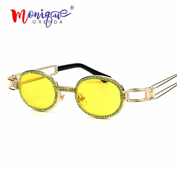 2019 Mazas ovālas formas saulesbrilles sieviešu vintage steampunk saules brilles vīriešiem, skaidrs, objektīvs rhinestone anti zili stari brilles oculos