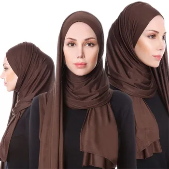 2019 Musulmaņu Jersey Hijab Šalle Soft Cietie Šalles Lakatu foulard femme musulman Islāms, Arābu Wrap Galvu Turban Sievietēm Lakati