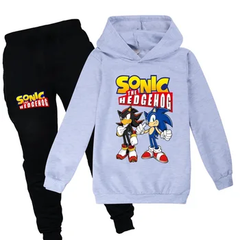 2020 Bērniem, kawaii anime Super Sonic drukas bērnu Hoodies uzstādīt Karikatūra Ezis sporta Krekls Zēniem, Bērniem rāvējslēdzēju, mētelis, krekls, bikses