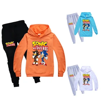 2020 Bērniem, kawaii anime Super Sonic drukas bērnu Hoodies uzstādīt Karikatūra Ezis sporta Krekls Zēniem, Bērniem rāvējslēdzēju, mētelis, krekls, bikses