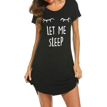 2020. Gada Vasaras Sieviešu Sleepwear Gudrs Miega Krekls Uzdrukāts Nakts Kleita Ar Īsām Piedurknēm Naktsveļu Ikdienas Drukas Kleita